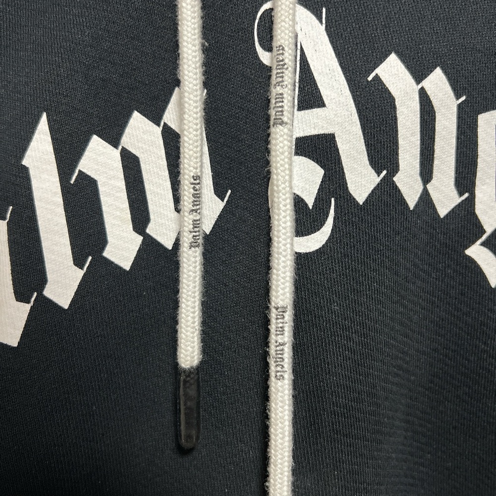 Palm Angels Black Hoodie with White Drawstrings - Picture 4 of 8